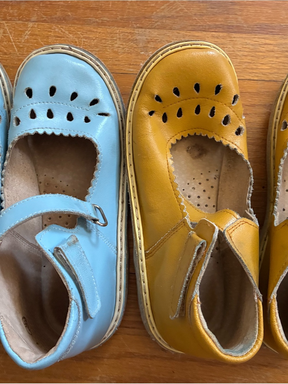 Gianni Bini Kids Mary Janes in Light Blue and Mustard